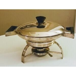 Mid-Century Modern Space Age Chafing Dish Jetsons hotplate, Swedish meatballs